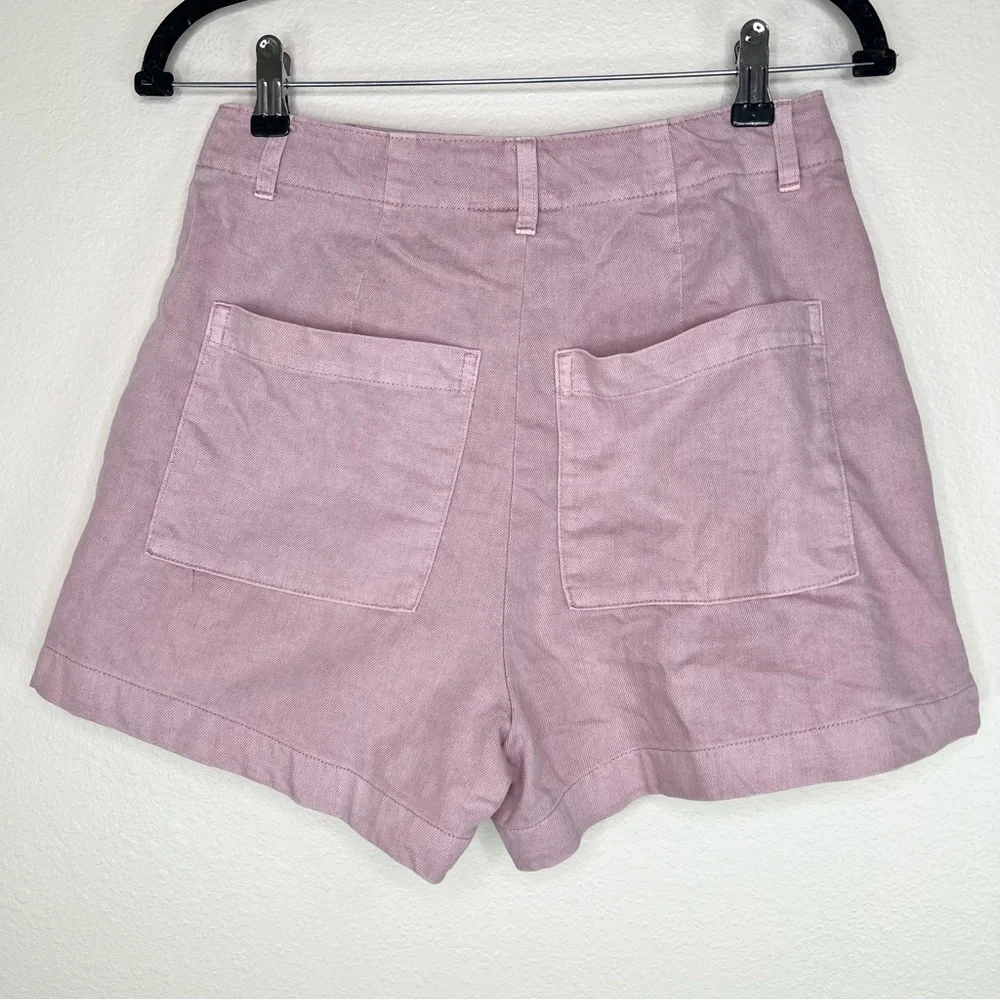 Universal Thread Orchid Lane Pink Pleated High Waisted Denim Jean Shorts Sz 4 - Picture 12 of 14
